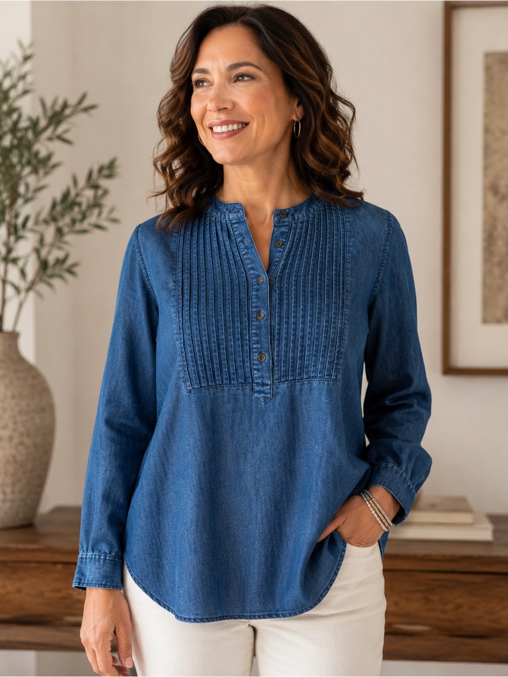 Fourteenth Place Chambray Blouse